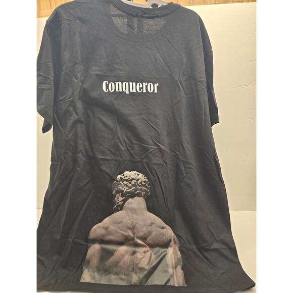 NWOT Black 100% Cotton Signed Artist Edition “Conqueror” Tee Large - Picture 1 of 5